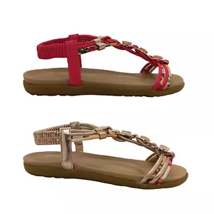 Bellissimo Belle Girls Shoes Sandals Slingback Dressy Flat Jewelled Sandal - Picture 1 of 15