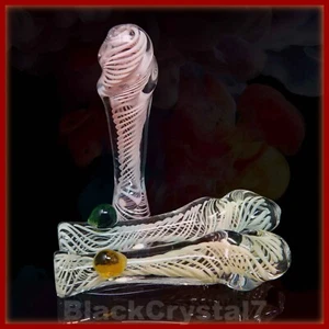 3.5" Handmade Thick Swirl Spiral Volcano Tobacco Smoking Bowl Small Glass Pipes - Picture 1 of 6