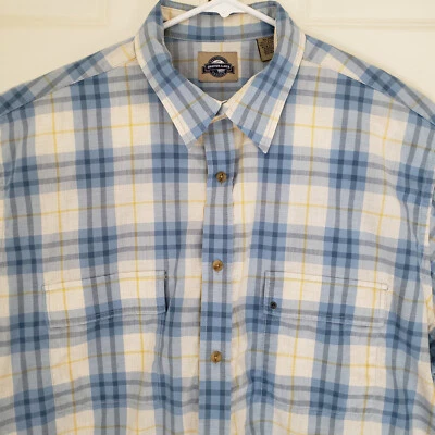 Camisa con botones Shaver Lake para hombre XL azul a cuadros manga larga puños abatibles algodón Foto 1 de 4