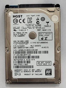 HTS541010A9E680, PN: 0J34283, MLC: DA5972, SEP 14, HGST 1Tb 2.5" HDD - Imagen 1 de 2