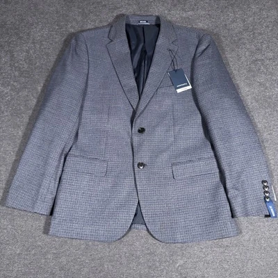 Chaqueta Blazer Abrigo Deportivo Crown & Ivy Para Hombres 40S Negro Azul a Cuadros Pata de Gallo Foto 1 de 4