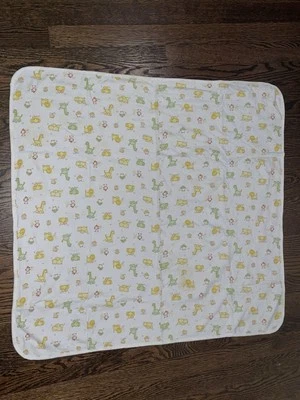 Vintage Carters Yellow Green Zoo Animals Baby Receiving Blanket USA EUC - Image 1 of 3