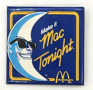 Vtg McDonald's Make It MAC TONIGHT Cool Mac Moon Button Pin Store Sunglasses - Picture 1 of 4