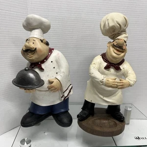 Set Of 2 Italian Ceramic Chef Statue Table Home Decor - Picture 1 of 11