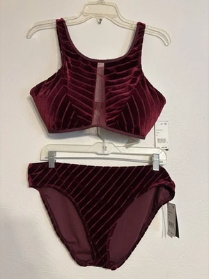Nuevo Traje de Baño Kenneth Cole Terciopelo Dos Piezas Bikini Parte Superior e Inferior XL con Etiquetas Foto 1 de 4