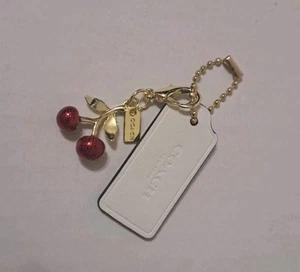 Coach Cherry Bag Charm Keychain Gold/WhiteTag - Picture 1 of 6