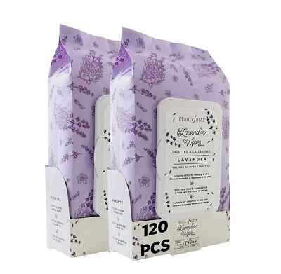 BeautyFrizz 120 Pieces Lavender Face Cleansing Skin Care Makeup Remover Wipes - Image 1 of 4