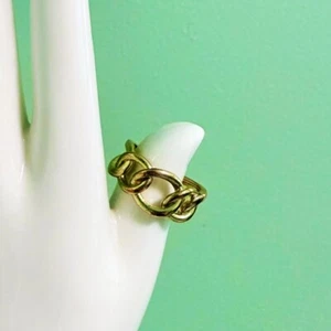 Vintage Chain Link Costume Jewelry Ring ~ ONE SIZE (Adjustable) ~s925 Gold Tone - Picture 1 of 4