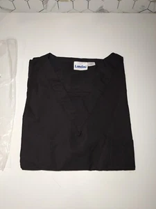 Landau Scrubs Top Adult Large Black Uniform Shirt Pockets Comfy Workwear - Picture 1 of 4
