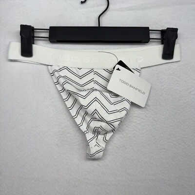 Todd Sanfield Thong Underwear Men's Small White Supima Cotton Chevron NEW - Image 1 of 4