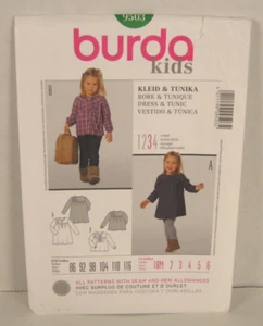 Burda Kids 9503 Pullover Dress & Tunic Girls' 18 Months - 6 Years Pattern Uncut - Picture 1 of 2