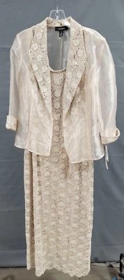 NUEVO R&M Richards Champaign Maxi Vestido Formal de Encaje con Chaqueta - Talla 12 - $139 Foto 1 de 4