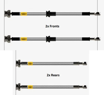 FULL KIT HEL Brake Lines Hoses For Skoda Yeti Variants with banjos at the rear - Image 1 of 2