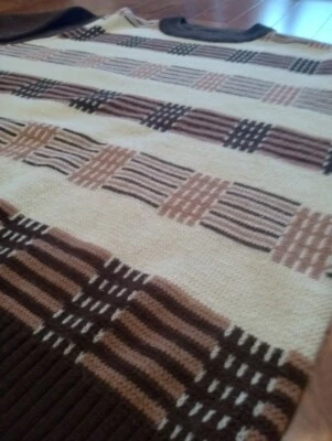 Suéter Acrílico Vintage Años 70/80 Marrón/Geométrico (M) Buen Estado Foto 1 de 4