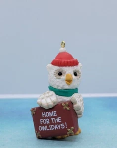 Home for the Owlidays 1990 sello recuerdo adorno Navidad vintage búho - Imagen 1 de 8