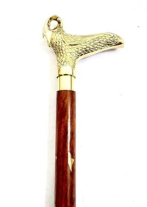 Made Walking Stick Cane Solid Brass SWAN Bird Head Handle Crook Handle Gift - Picture 1 of 4
