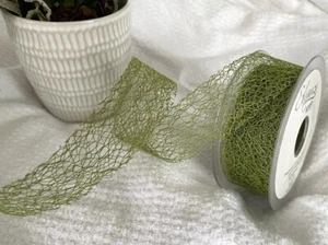 Eleganza SAGE GREEN Soft Mesh Web 50mm wedding - Luxury Wire Edge Ribbon - 2m - Picture 1 of 4