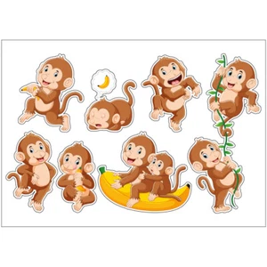 Baby Monkeys Stickers Sheet Decals Monkeys Wall Self Adhesive Vinyl A4 PS0005 - Picture 1 of 1