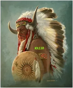 Native American Indian Portrait Luxury Plush Queen Size Blanket   - Picture 1 of 3