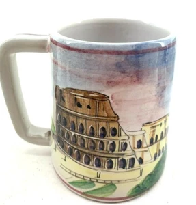VTG 1953 Mediterranean Cruise Rome Souvenir Ceramic Mug Signed 12oz - Picture 1 of 5