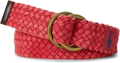 Polo Ralph Lauren DOBLE JUNTA TÓRICA Para hombres L Trenzado L Lona/Cuero Borde Cinturón Rojo Nuevo con Etiquetas Foto 1 de 4