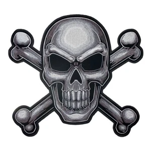 Gray Subdued Skull & Crossbones Patch, Skull Back Patches - Picture 1 of 5