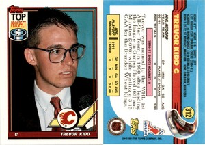 1991 Topps Hockey Card 312 TOP PROSPECT TREVOR KIDD CALGARY FLAMES