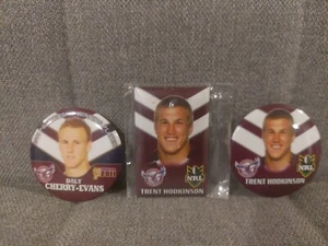 2 Manly Warringah Sea Eagles Player NRL Metal Badges 1 Fridge Magnet - Picture 1 of 2
