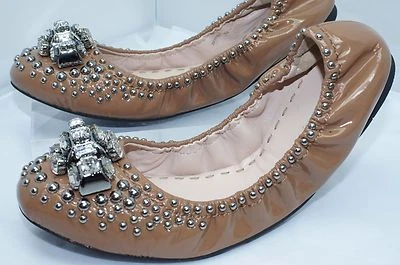 New Miu Miu Shoes Flats Size 39.5 Beige Vernice Patent Leather  - Image 1 of 4
