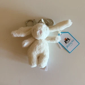 Jellycat Authentic Bashful Cream White Bunny Bag Charm Keychain Plush NWT - Picture 1 of 2
