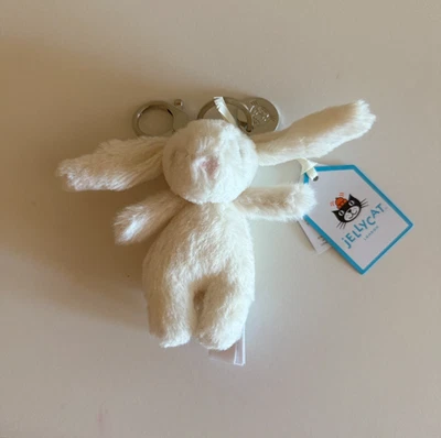 Jellycat Authentic Bashful Cream White Bunny Bag Charm Keychain Plush NWT - Image 1 of 2