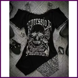Camisetas estampadas vintage americanas para mujer camisetas punk manga corta subcultura femenina - Imagen 1 de 35