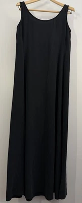Eileen Fisher Women M Black 100% Silk Sleeveless Maxi Dress Long Flow Relaxed - Image 1 of 4