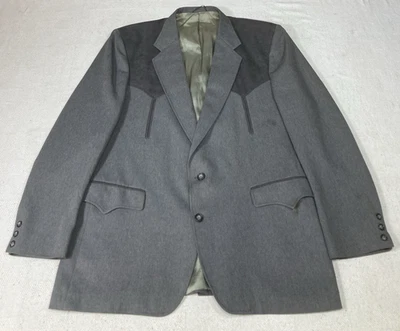 Chaqueta Blazer De Colección Circle S. Western Para Hombres 46R Gris Charcaol Gamuza Yugos Hecha en EE. UU. Foto 1 de 4