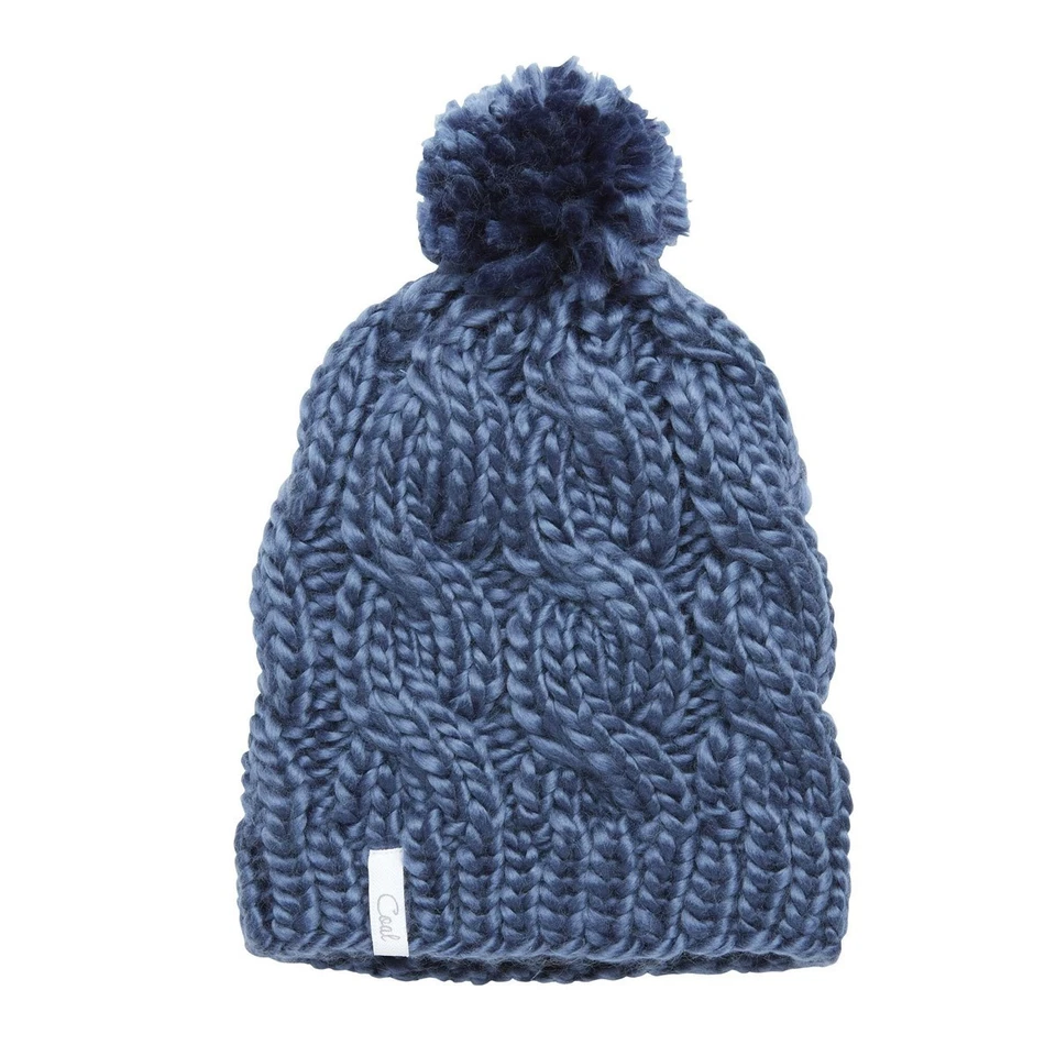 Gorro para mujer Coal The Rosa tejido con cable acrílico sedoso pompón polvoriento azul marino Foto 1 de 1