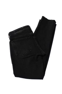 Pantalones de mezclilla Rag & Bone para mujer de algodón con cremallera botón tiro bajo corte ajustado pierna deshilachada talla negra - Imagen 1 de 7