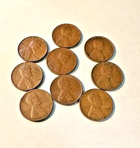 1940--1949 GEM Lincoln Wheat Cent 9 Münzen fehlen 1943 Lot - Bild 1 von 2