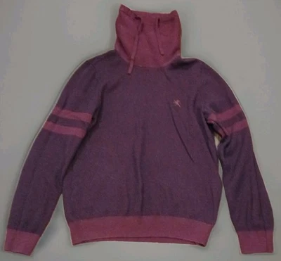 Y2K Express High Neck Knit Sweater Mens L Burgundy Maroon Logo 2000s Grunge Prep - Image 1 of 4