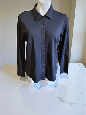 Isaac Mizrahi Live! Top Mujer Talla M Essentials Pima Algodón Botón Negro A451955 Foto 1 de 4