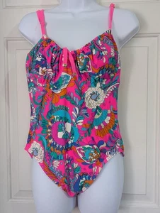 Costume intero Kate Spade New York XL rosa caldo floreale spalline regolabili nuovo con etichette - Foto 1 di 8