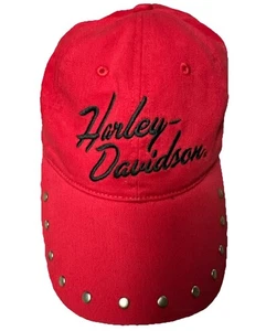 Gorra de béisbol Harley-Davidson para mujer roja con tachuelas gorra ajustable algodón - Imagen 1 de 6