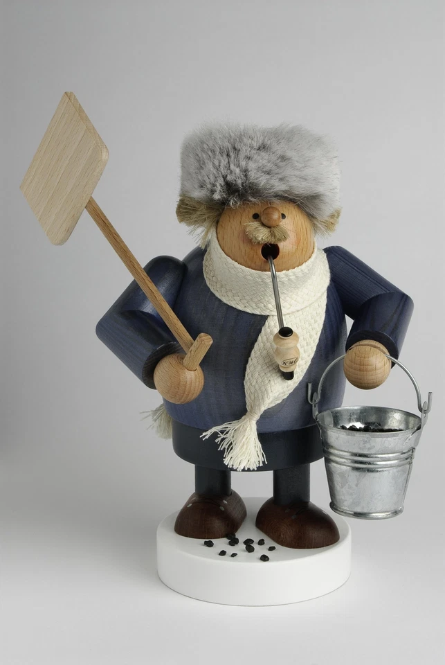KWO KUNSTGEWERBE-WERKSTÄTTEN OLBERNHAU GMBH Räuchermann Schneeschipper mit Eimer BxTxH= 13x10x19cm NEU Rauchen Rauchfigur