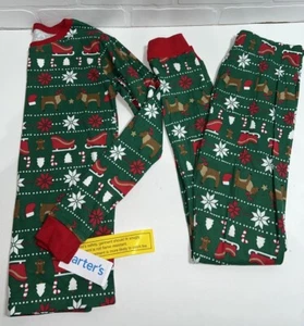 NWT! - Carters 2 Piece Christmas Snowflake Sleigh Holiday Pajama Set size 5/5A - Picture 1 of 6