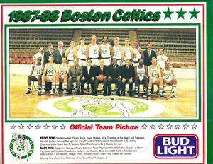 2 LOT VINTAGE BOSTON CELTICS TEAM PROMO PHOTOS 1985-1986 1987-1988 bud light  - Picture 1 of 2