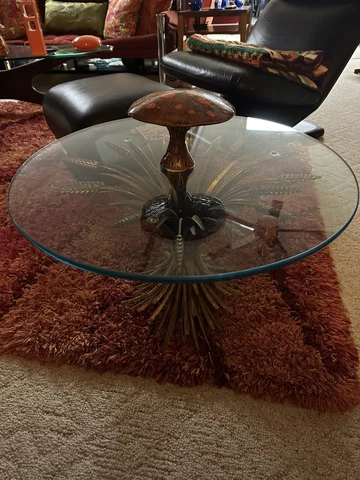 1950’s Vintage Gold gilt Metal Sheaf Of Wheat CoCo Chanel Table Italy Cover