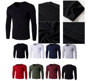 Men's Plain Blank Premium heavy Cotton T-shirt Basic Tee Long Sleeve New AU - Picture 1 of 13
