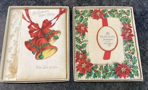 2 Vintage Weihnachten Schatz Karten 75 Jahre Punze 1947 signiert 7 1/2" x 9 1/2" - Bild 1 von 12