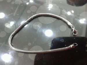 1 925 Thick Silver 3mm Long 22cm Silver Indian Silver Snake Bracelet  - Picture 1 of 1