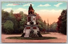 Postcard Lincoln Monument, Fairmount Park, Philadelphia PA P134