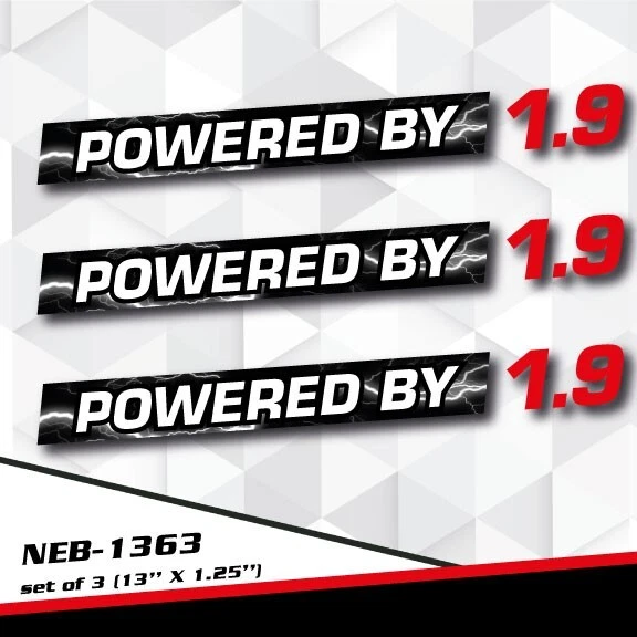 POWERED BY 1.9L Decal Sticker for Golf Jetta Vitara Astra Audi A3 SX4 NEB-1363 - Image 1 of 1